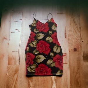 Red & black Rose Printed Dress Size 1XL
